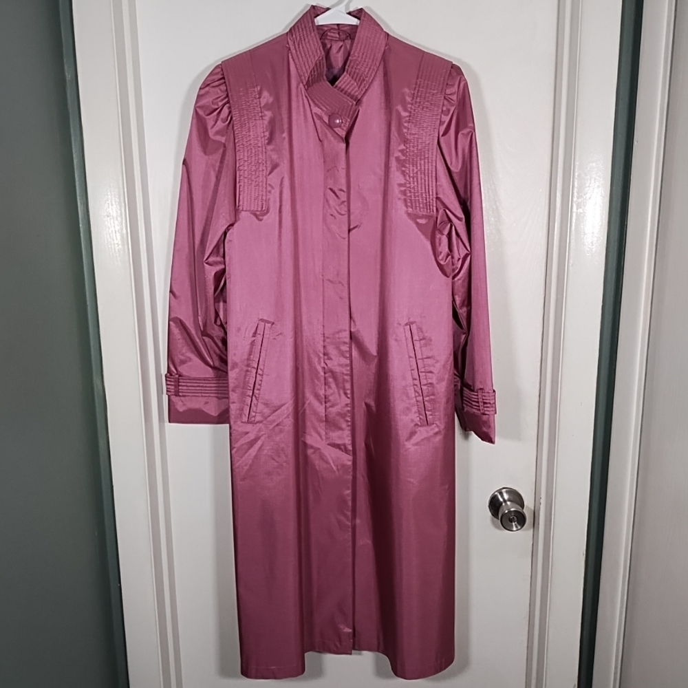 Vtg Coat Collectibles Women's 10 Trench Rain Jacket Rose/Mauve Pink Lined- READ